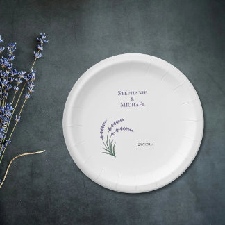 Assiettes En Carton Simple Lavender Wedding