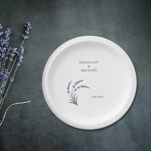 Assiettes En Carton Simple Lavender Wedding