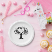 Assiettes En Carton Simple Mariage de l'arbre cardiaque du Monogramme  (Fête)