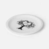 Assiettes En Carton Simple Mariage de l'arbre cardiaque du Monogramme  (Angle)