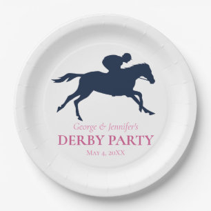 Assiettes En Carton Simple Marine Blue Race Horse Silhouette Personnal