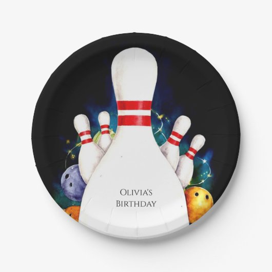 Assiettes En Carton Simple mignon Bowling pour enfants Anniversaire (Devant)