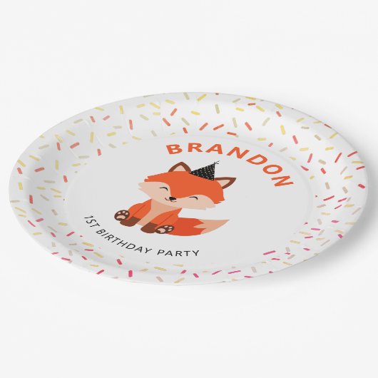 Assiettes En Carton Simple mignonne Baby Fox Confetti fête d'anniversa (Angle)