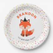 Assiettes En Carton Simple mignonne Baby Fox Confetti fête d'anniversa (Devant)