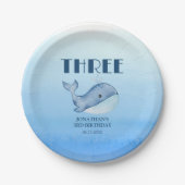 Assiettes En Carton Simple mignonne Baleine Bleu Mer Océan Anniversair (Devant)