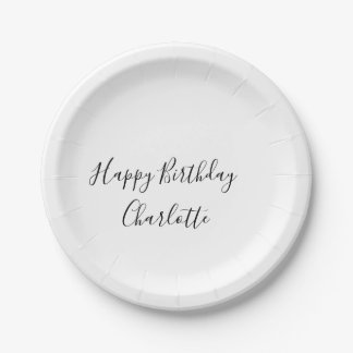 Assiettes En Carton SIMPLE MINIMAL.CUTIE ADD NAME BABY happy birthday 