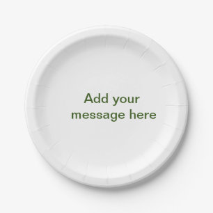 Assiettes En Carton Simple minimal vert ajoutez votre texte nom photo