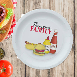 Assiettes En Carton Simple minimaliste Barbeque Grillant Gingam Pique-