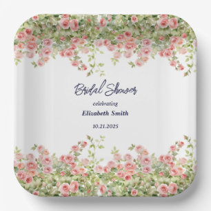 Assiettes En Carton Simple minimaliste Jolie vigne rose douche nuptial
