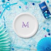 Assiettes En Carton simple minimum ajouter nom monogramme rose    redj (Fête)