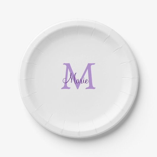 Assiettes En Carton simple minimum ajouter nom monogramme rose redj (Devant)