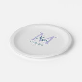 Assiettes En Carton simple minimum ajouter nom monogramme violet vert (Angle)