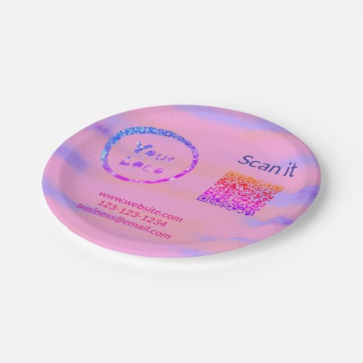 Assiettes En Carton Simple minimum q r code ajouter logo code d'analys (Angle)