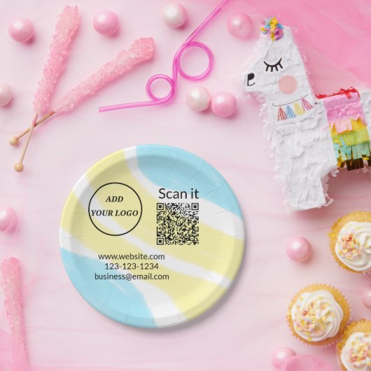 Assiettes En Carton Simple minimum q r code ajouter logo code d'analys (Fête)
