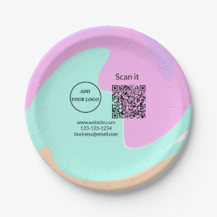 Assiettes En Carton Simple minimum q r code ajouter logo code d'analys