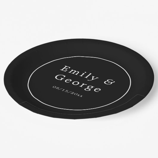 Assiettes En Carton Simple Modern Black And White Classy Chic Wedding (Angle)
