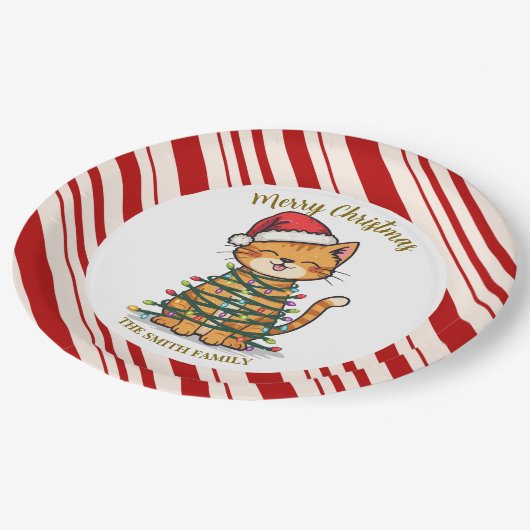 Assiettes En Carton Simple modern merry christmas kitten CatMAS patter (Angle)