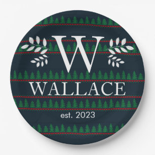 Assiettes En Carton Simple moderne monogramme de Noël photo neuve