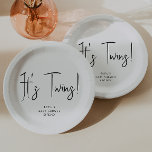 Assiettes En Carton Simple moderne Neutre C'est le Baby shower jumeaux<br><div class="desc">Fêtez votre petit avec notre simple moderne neutre, ses deux plaques en papier baby shower, avec un design minimaliste noir et blanc, moderne et joli. Avec son esthétique propre et d'inspiration boho, l'atmosphère contemporaine et neutre pour le genre est parfaite pour accueillir un bébé garçon ou une fille en toute...</div>