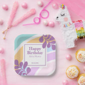 Assiettes En Carton Simple moderne Pastel Rainbow Leaf Anniversaire (Fête)