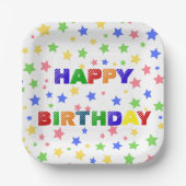 Assiettes En Carton Simple moderne Pastel Star fête d'anniversaire col (Recto)