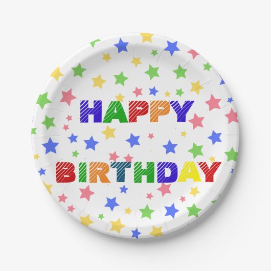 Assiettes En Carton Simple moderne Pastel Star fête d'anniversaire col (Devant)