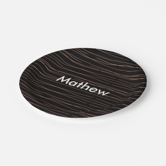 Assiettes En Carton Simple monogramme ajouter votre nom lettre man min (Angle)