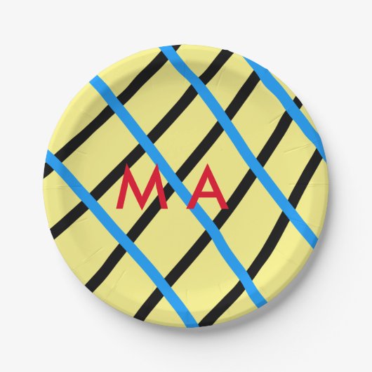 Assiettes En Carton Simple monogramme ajouter votre nom lettre man min (Devant)