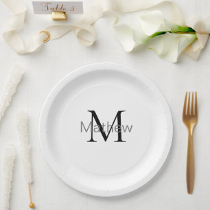 Assiettes En Carton simple monogramme de lettre initiale ajoutez votre