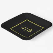 Assiettes En Carton Simple monogramme moderne, noir, jaune personnalis (Angulaire)