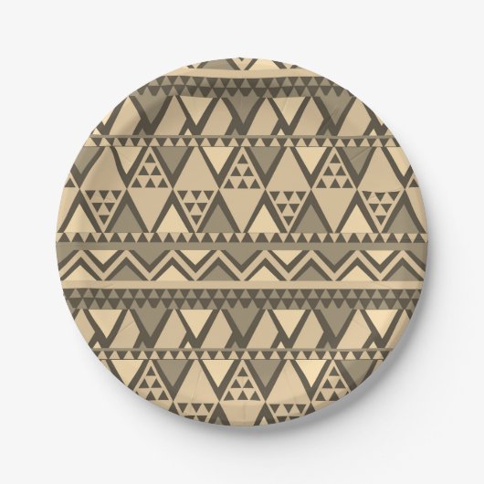 Assiettes En Carton Simple Motif d'art tribal Brown (Devant)