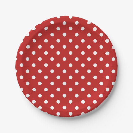 Assiettes En Carton Simple Motif Polka blanc blanc foncé (Devant)