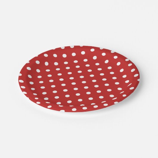 Assiettes En Carton Simple Motif Polka blanc blanc foncé (Angle)