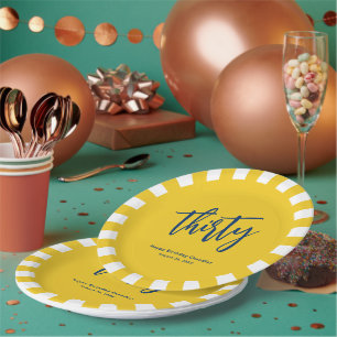 Assiettes En Carton Simple Mustard Jaune 30e fête d'anniversaire