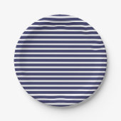 Assiettes En Carton Simple Navy Blue White Stripes Motif (Devant)