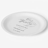 Assiettes En Carton Simple noir blanc Mariage de script moderne (Angle)