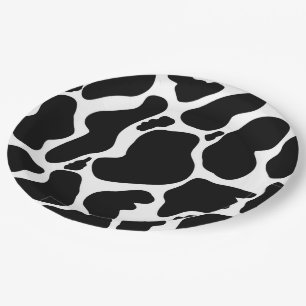 Assiettes En Carton Simple noir et blanc Gros taches de vache Poster d