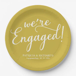 Assiettes En Carton Simple Nous sommes Engaged Engagement Party Gold P