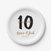 Assiettes En Carton simple personnalisé 10 ans nom date (Devant)