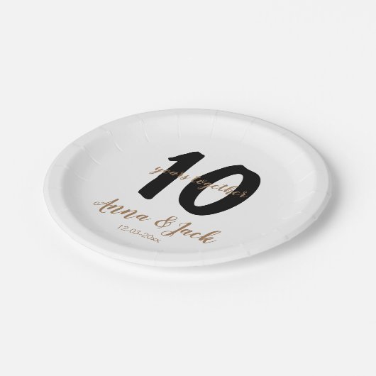 Assiettes En Carton simple personnalisé 10 ans nom date (Angle)
