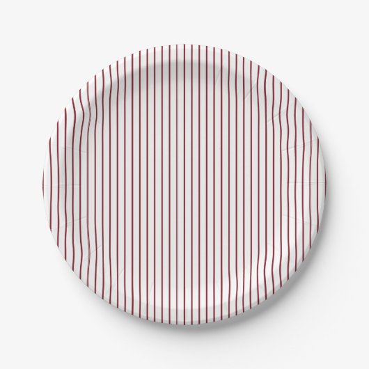 Assiettes En Carton Simple Rayure Rouge Fine (Devant)