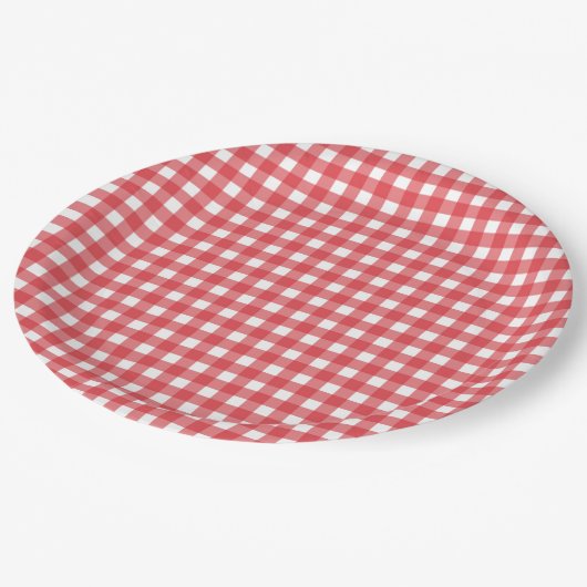 Assiettes En Carton Simple Red Country En vichy Motif Party (Angle)