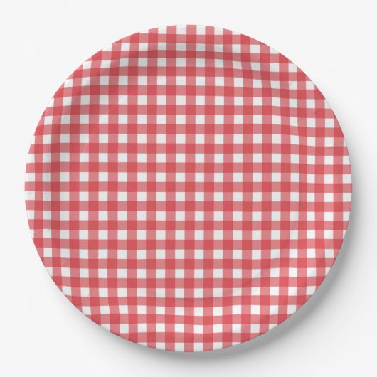 Assiettes En Carton Simple Red Country En vichy Motif Party (Devant)