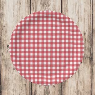 Assiettes En Carton Simple Red Country En vichy Motif Party