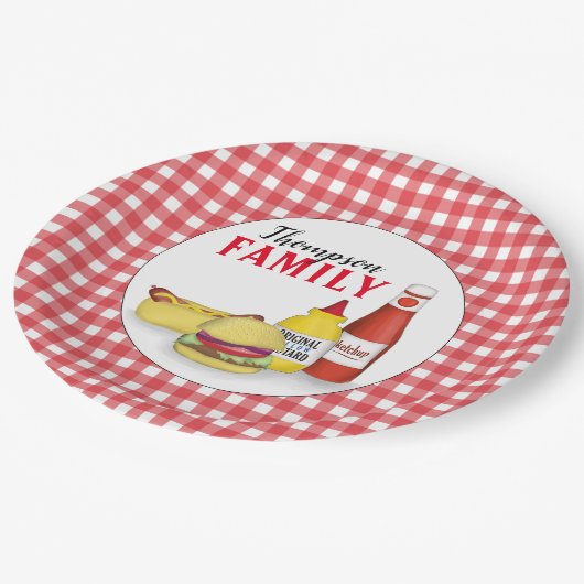 Assiettes En Carton Simple Red Country Hamburger Hotdog Mignonne Party (Angle)