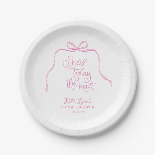 Assiettes En Carton Simple Rose Ruban Baby Shower n'est pas a correct  (Devant)