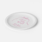Assiettes En Carton Simple Rose Ruban Baby Shower n'est pas a correct  (Angle)