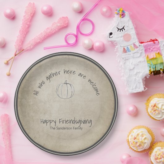 Assiettes En Carton Simple Russe citrouille Friendsgiving manuscrit (Fête)