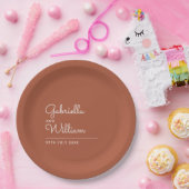 Assiettes En Carton Simple Script Élégant Mariage Terracotta (Fête)