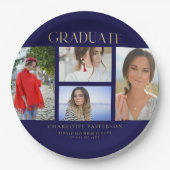 Assiettes En Carton Simple Script Multi Photo Grad Graduation Party (Devant)